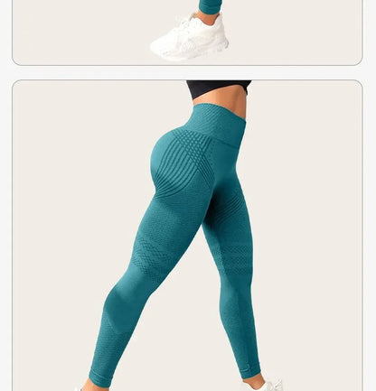 Pantalones de yoga de punto sin costuras de cintura alta para mujer, pantalones ajustados de fitness, pantalones deportivos de nueve puntos para correr, pantalones de gimnasio, realce de glúteos.