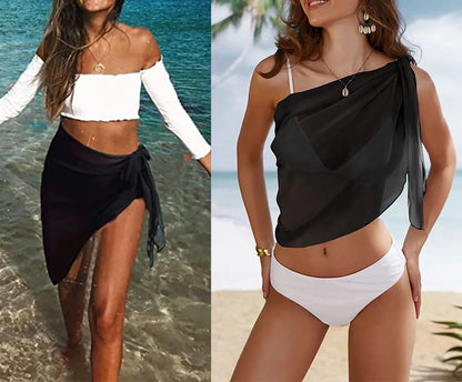 Pareos cortos para mujer, trajes de baño, pareos de playa, pareos, faldas cortas transparentes, bufandas de gasa, pareos para trajes de baño