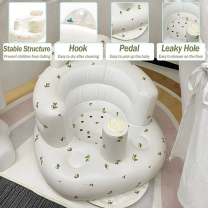 Asiento inflable para bebé con bomba de aire incorporada, silla de apoyo para la espalda para bebés de 0 a 3 años, silla de ducha portátil, asiento de suelo