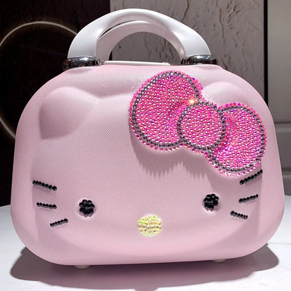 Maleta original de Hello Kitty con dibujos animados, estuche de viaje para cosméticos, gran capacidad, multifuncional, sencilla, con cerradura, bonitos regalos hechos a mano.