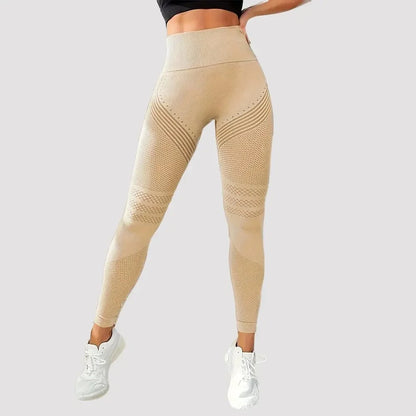 Pantalones de yoga de punto sin costuras de cintura alta para mujer, pantalones ajustados de fitness, pantalones deportivos de nueve puntos para correr, pantalones de gimnasio, realce de glúteos.