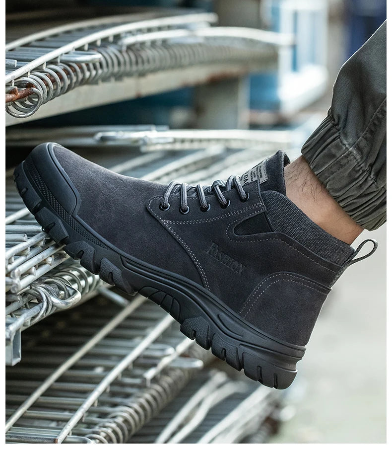 Zapatos de seguridad para hombre, antiperforación, indestructibles, zapatos de trabajo de moda, zapatos de trabajo para exteriores, botas con puntera de acero.