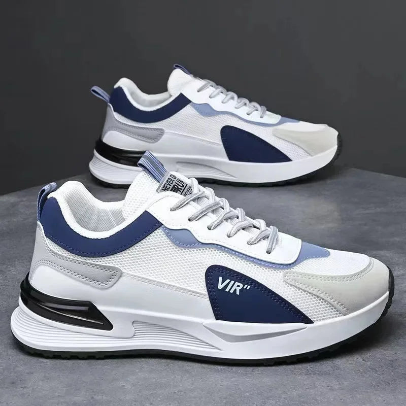 Zapatillas de running de caña baja para hombre 2025, nuevo estilo coreano, suela suave, con cordones, deportivas de moda, transpirables, cómodas y casuales