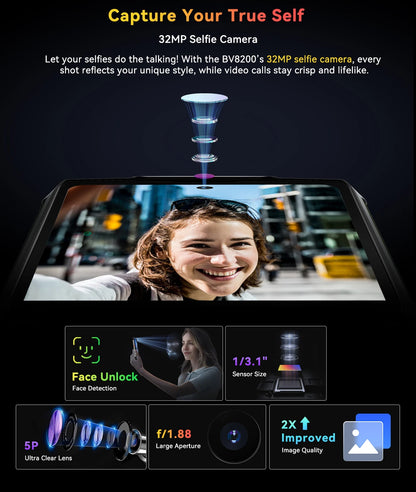 【Estreno mundial】Blackview BV8200 Teléfono resistente con pantalla de 6,5" 2.4K a 120 Hz, procesador Helio G100, 12 GB de RAM, 256 GB de almacenamiento, NFC, linterna y sistema operativo Android 14.