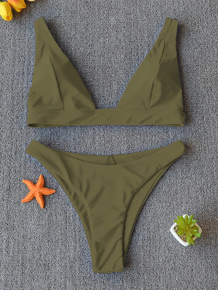 Bikini 2025 Micro Traje de Baño Sexy para Mujer, Traje de Baño Push Up, Conjunto de Bikini de Dos Piezas, Bañador Sólido, Traje de Baño para Mujer.