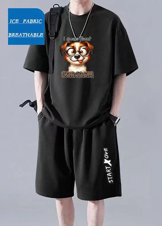 Ropa deportiva de verano para hombre 2025: camiseta fina y transpirable y pantalones cortos casuales de moda para baloncesto y deportes de ocio.