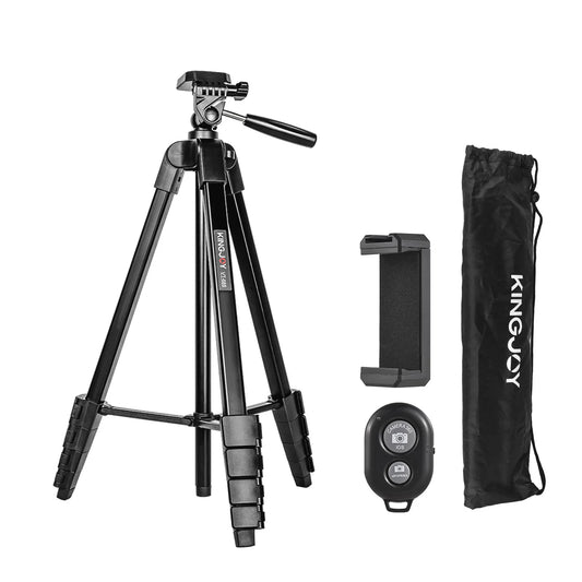 Trípode de escritorio KINGJOY VT-688 de 675 pulgadas, carga útil de 2 kg, cabezal esférico con tornillo de 1/4", rotación e inclinación, clip para teléfono para transmisión en vivo.