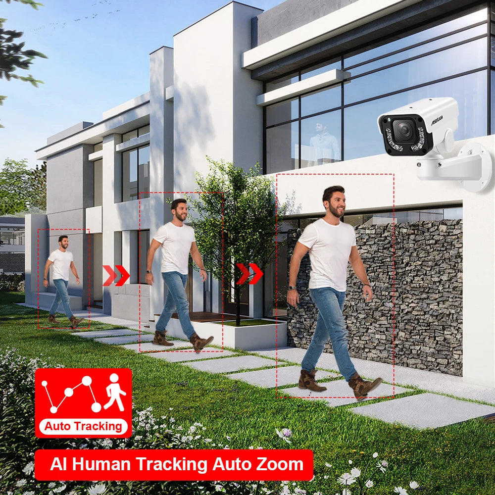 Cámara IP ASECAM 4K 8MP PTZ con zoom óptico 30X, IA, detección de vehículos, WDR, PoE, videovigilancia de seguridad CCTV, compatible con IMX415 Hikvision.