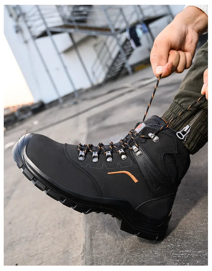 Zapatos de trabajo de cuero antiestáticos, de protección laboral, antiaplastamiento, antipinchazos, antideslizantes, antipolvo y resistentes al desgaste para hombre.