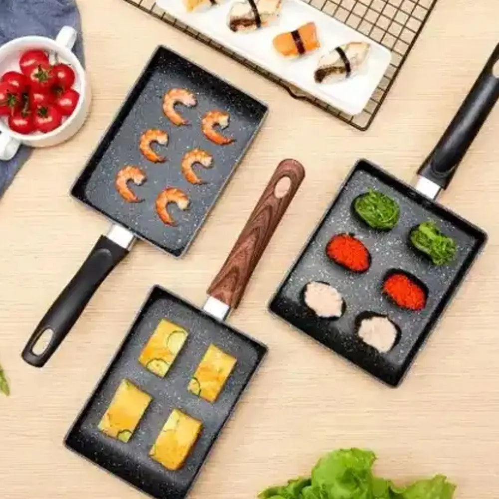Sartén cuadrada de fondo plano para cocinar huevos, mini sartén antiadherente para freír, sartén para desayuno, rollos de huevo, huevos fritos