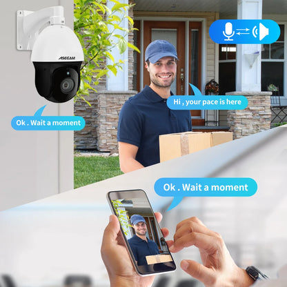 Cámara IP exterior 4K de 8 MP con PTZ, zoom 30x, varifocal, Onvif, H.265, domo, PoE, audio, IMX415, protocolo Hikvision.