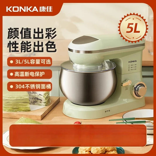 Máquina de crema KONKA de 220 V, silenciosa, para uso doméstico, pequeña batidora de chef comercial, amasadora y mezcladora de masa