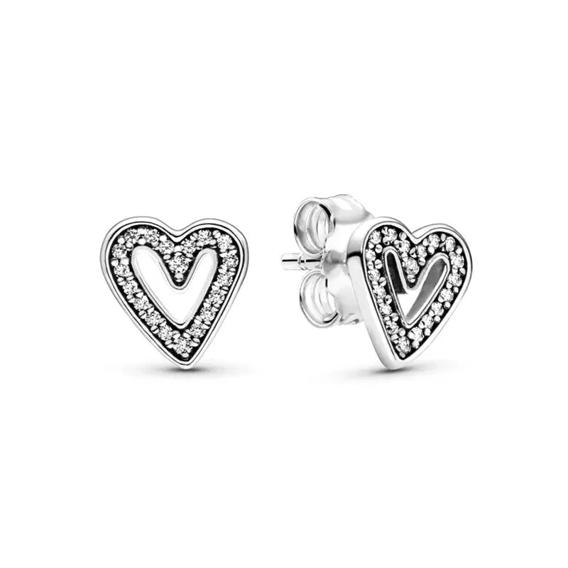 Pendientes de plata 925 con forma de corazón infinito y lazo brillante, originales, para mujer, regalo, joyería fina, 2025