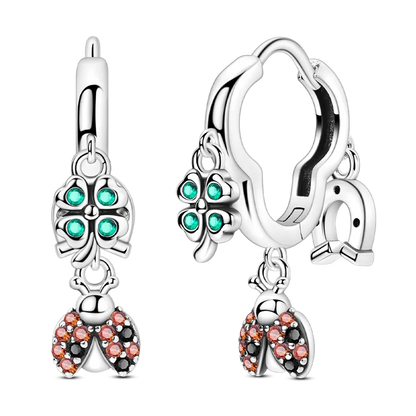 Pendientes brillantes de plata de ley S925 para mujer, con circonitas de colores, diseño de insecto, ideal como regalo de aniversario de boda.