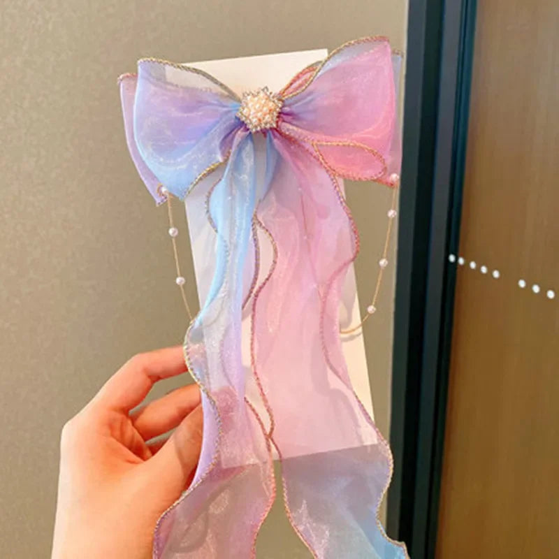Accesorios para el cabello de moda para niñas, lindas y coloridas horquillas con lazo de gasa, pinzas para el cabello para niñas, accesorios para el cabello, horquillas.