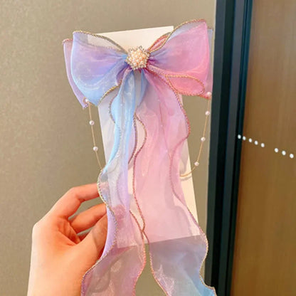 Accesorios para el cabello de moda para niñas, lindas y coloridas horquillas con lazo de gasa, pinzas para el cabello para niñas, accesorios para el cabello, horquillas.
