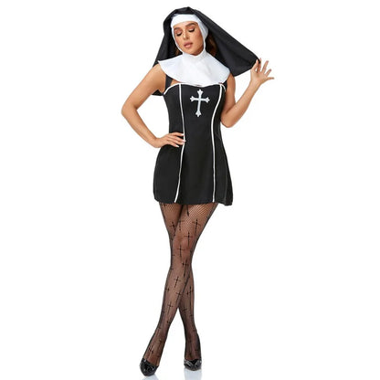 Couple Halloween Costume for Women Men Medieval Cosplay Priest Nun Missionary Costume Church Religious Convent Fancy Party Dress