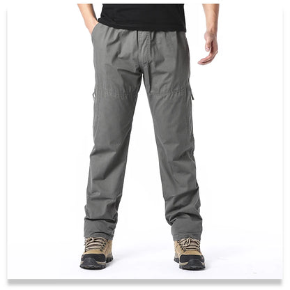 Pantalones cargo de algodón de alta calidad para hombre, pantalones tácticos informales con múltiples bolsillos para primavera y otoño, para acampar al aire libre, senderismo y trabajo.