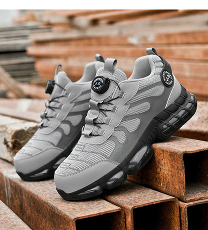 Zapatos de seguridad con puntera de acero LARNMERN para hombre y mujer, anchos, ligeros, cómodos, tipo tenis, de trabajo, coloridos.