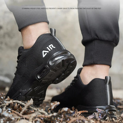 Calzado de seguridad para hombre, botas de trabajo ligeras, zapatillas con cámara de aire, zapatos de trabajo antiperforación, zapatos indestructibles con puntera de acero.