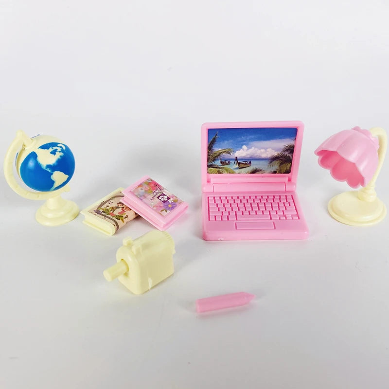 19 lindos accesorios escolares, regla, lápiz, lámpara de mesa, casa de muñecas, artículos en miniatura para muñecas, juguetes para niños, regalo de Navidad.