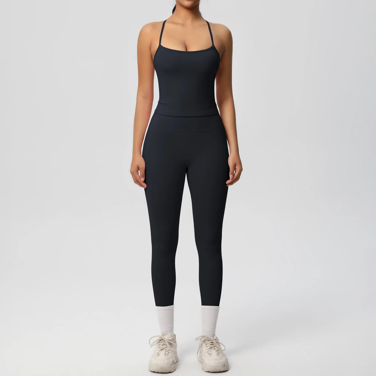 Conjunto de top de yoga halter, traje de gimnasio para fitness, entrenamiento, top deportivo sin mangas, espalda cruzada, ropa interior deportiva, control de abdomen, adelgazante