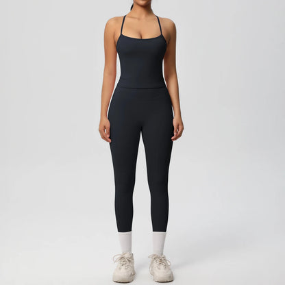 Conjunto de top de yoga halter, traje de gimnasio para fitness, entrenamiento, top deportivo sin mangas, espalda cruzada, ropa interior deportiva, control de abdomen, adelgazante