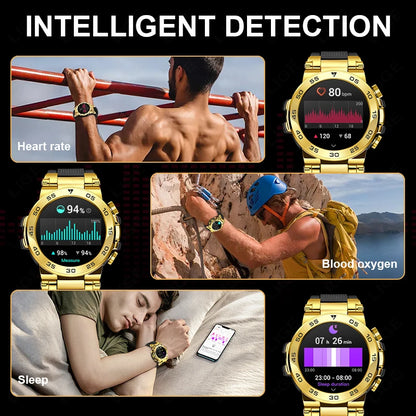 Nuevo reloj inteligente de negocios para hombre, pulsera impermeable de moda, reloj deportivo de lujo con monitor de ritmo cardíaco y sueño, reloj inteligente militar.