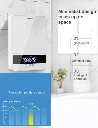 Calentador de agua eléctrico instantáneo sin tanque para ducha, baño y bañera, 220 V, 7000 W, con control automático de temperatura, para uso doméstico y hotelero.