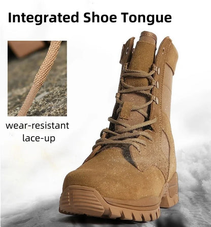 Botas impermeables de piel de vacuno para hombre, ideales para senderismo, escalada y actividades al aire libre en verano. Resistentes al desgaste, antideslizantes y con cremallera lateral. Diseño moderno con cordones.