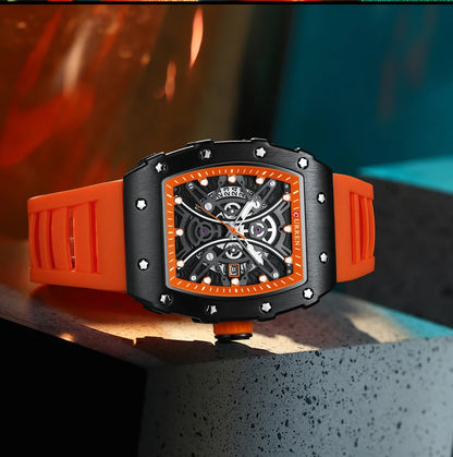 Reloj CURREN 3D para hombre, de cuarzo, de acero inoxidable, resistente al agua, creativo, con correa de silicona, reloj de pulsera