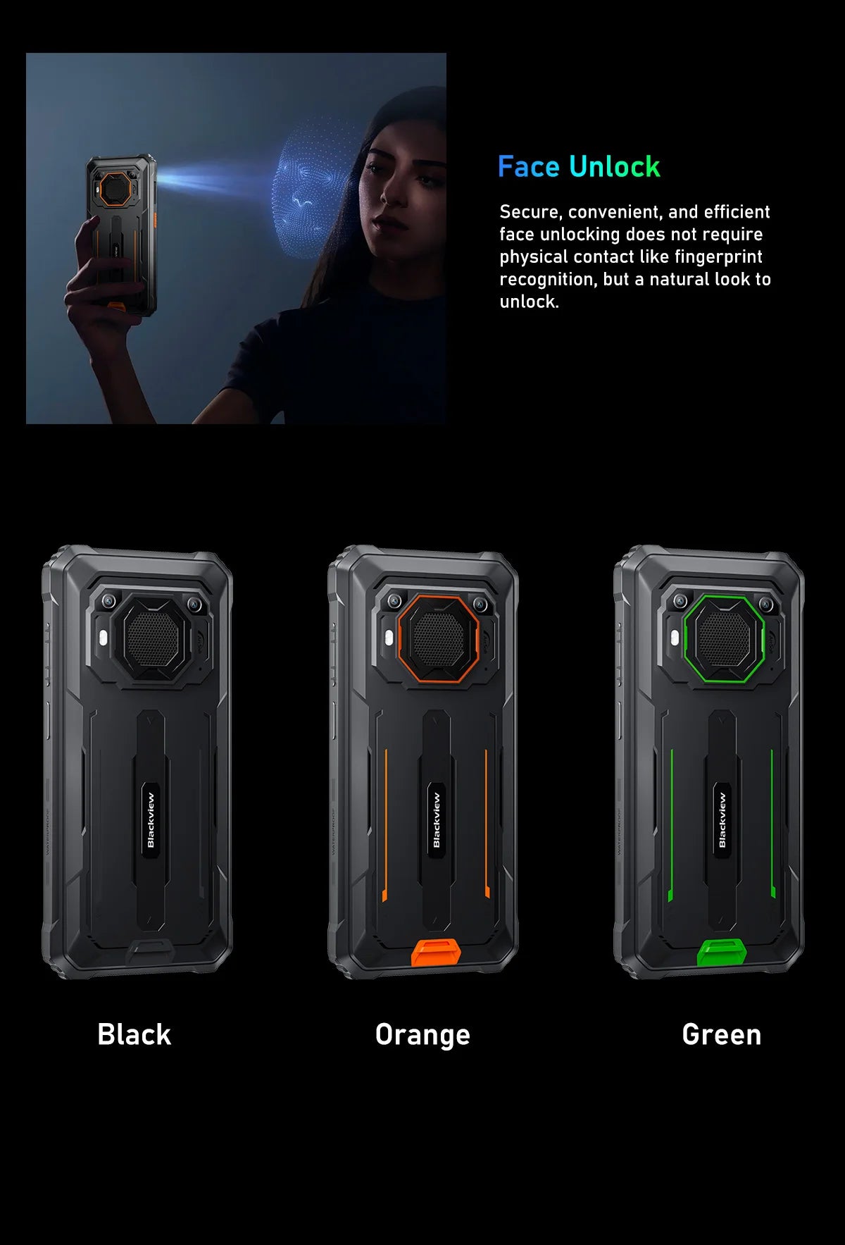 Teléfono resistente Blackview BV6200 con pantalla IPS HD+ de 6,56 pulgadas, batería de 13000 mAh, 8 GB (4+4) de RAM, 64 GB de almacenamiento, cámara de 13 MP, GPS, Android 13 y certificación IP68/IP69K.