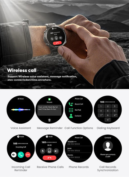 Reloj inteligente LIGE para hombre, con batería de 900 mAh, Bluetooth, llamadas, frecuencia cardíaca, oxígeno en sangre, brújula, monitor de salud, resistente al agua