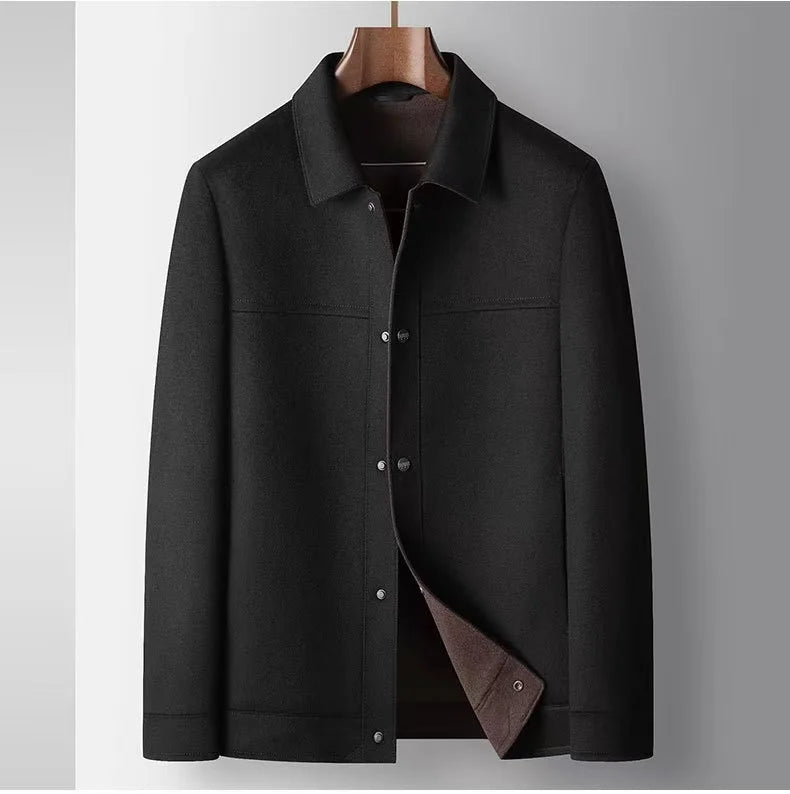 2025 Autumn/Winter New Men's Woolen Coat with 95% Wool Content, Cashmere Warmth, Light Luxury Business Leisure Woolen Coat