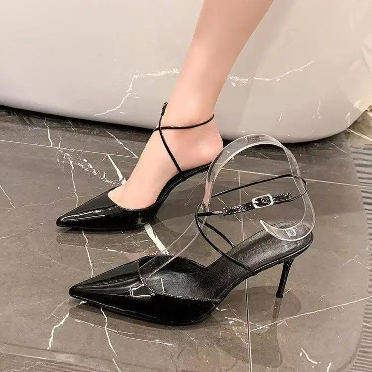Sandalias de tacón alto con punta fina Ele Sexy para mujer, moda 2025, tacón fino, combinables con todo, punta abierta.