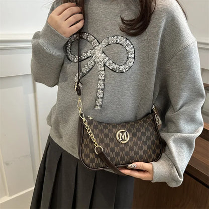 Bolso de mano con estampado retro moderno, moderno, para mujer, con un solo hombro, pequeño, cuadrado, versátil, de piel sintética y poliéster.