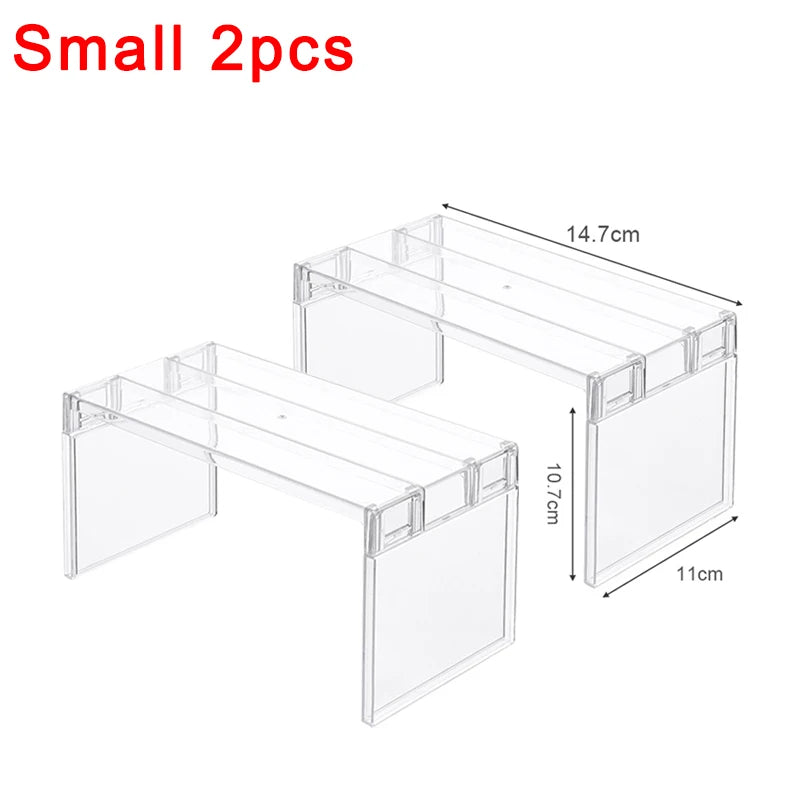 Organizadores de refrigerador, estantes de almacenamiento, separadores en capas para refrigerador, soporte de escritorio transparente, ahorra espacio, accesorios de cocina