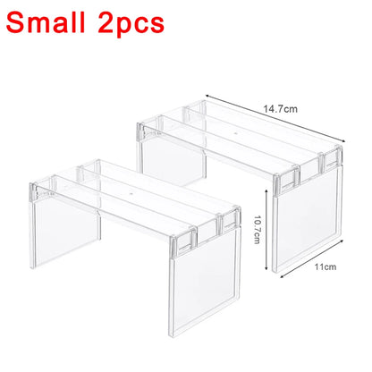 Organizadores de refrigerador, estantes de almacenamiento, separadores en capas para refrigerador, soporte de escritorio transparente, ahorra espacio, accesorios de cocina