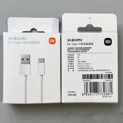 Cable USB tipo C original de Xiaomi, 6 A, 120 W, 67 W, carga rápida turbo para Mi Poco X3, X4, X5, X6, X7, F5, F6, F7, M5, M6, M7 Pro, Redmi Note 13 y 14 Pro