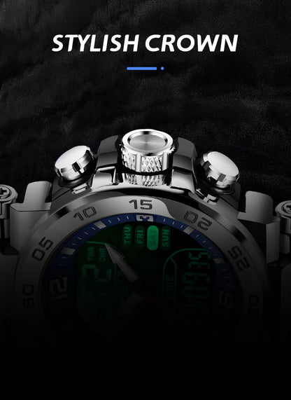 Relojes FOXBOX para hombre, marca superior, reloj de pulsera analógico digital de cuarzo de lujo para hombre, reloj luminoso con pantalla de doble horario resistente al agua para hombre