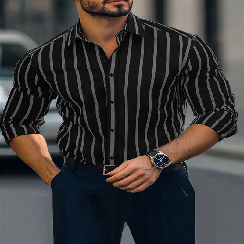 Camisa de hombre de manga larga con estampado digital de patchwork para fiesta, ideal para salir de compras a diario, talla grande 6XL