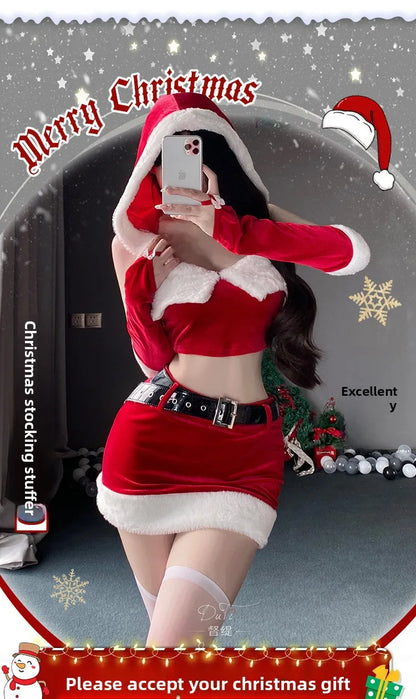 Christmas Party Dress Cos Costume Red New Year Uniform Sexy Rabbit Girl Uniform Role Outfit Sexy Nightdress Underwear