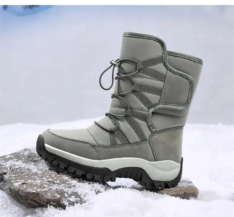 Nuevas botas de nieve cálidas de felpa para hombre, botas altas de invierno para hombre, botas de moto impermeables de invierno, botas de senderismo antideslizantes para exteriores para hombre.