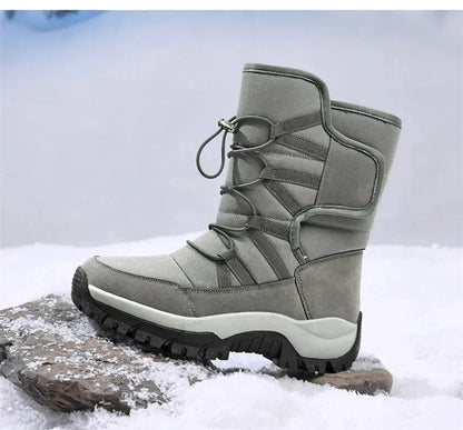 Nuevas botas de nieve cálidas de felpa para hombre, botas altas de invierno para hombre, botas de moto impermeables de invierno, botas de senderismo antideslizantes para exteriores para hombre.