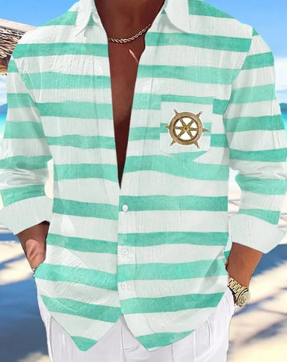 Camisa hawaiana informal para hombre, nueva camisa de verano con estampado 3D azul marino, camisa informal de manga corta, ropa transpirable para hombre