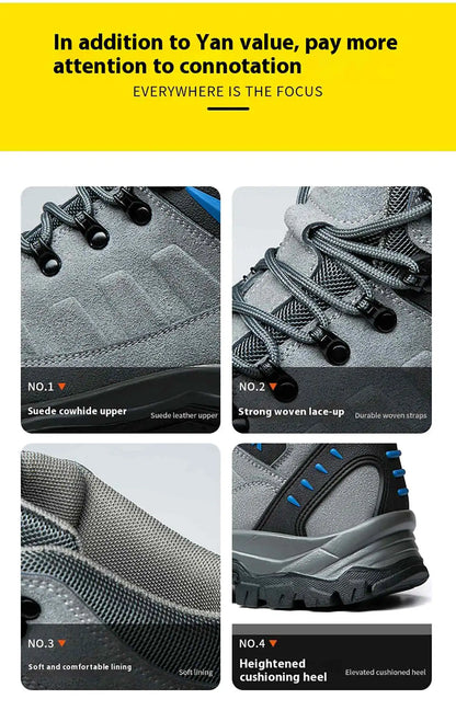 Los nuevos zapatos de protección laboral son anti-aplastamiento y anti-perforación, calzado cómodo y resistente para hombre, para otoño e invierno, ideal para la construcción.