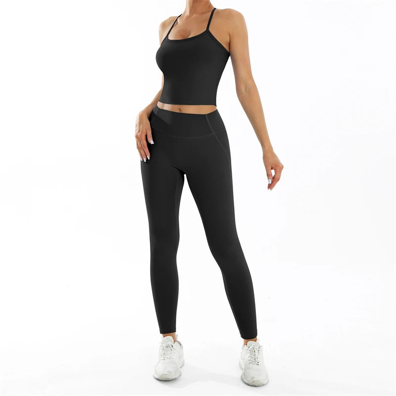 Conjunto deportivo Nude Feel Fitness para mujer, chándal sexy para yoga, ropa deportiva para gimnasio, leggings y ropa interior, ropa de entrenamiento para mujer