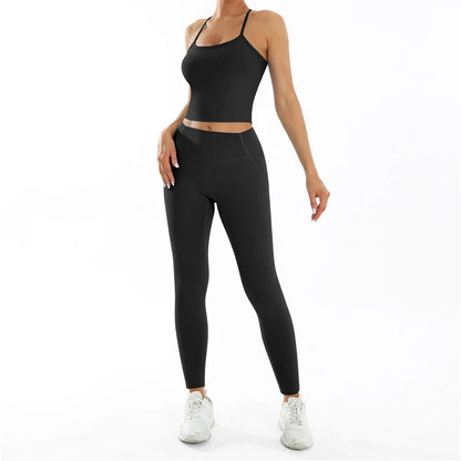 Conjunto deportivo Nude Feel Fitness para mujer, chándal sexy para yoga, ropa deportiva para gimnasio, leggings y ropa interior, ropa de entrenamiento para mujer