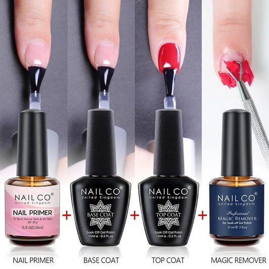 NAILCO 15 ml Capa superior Capa base Gel Imprimación de uñas Removedor de gel Arte de uñas Esmalte semipermanente Esmalte híbrido Suministros para uñas