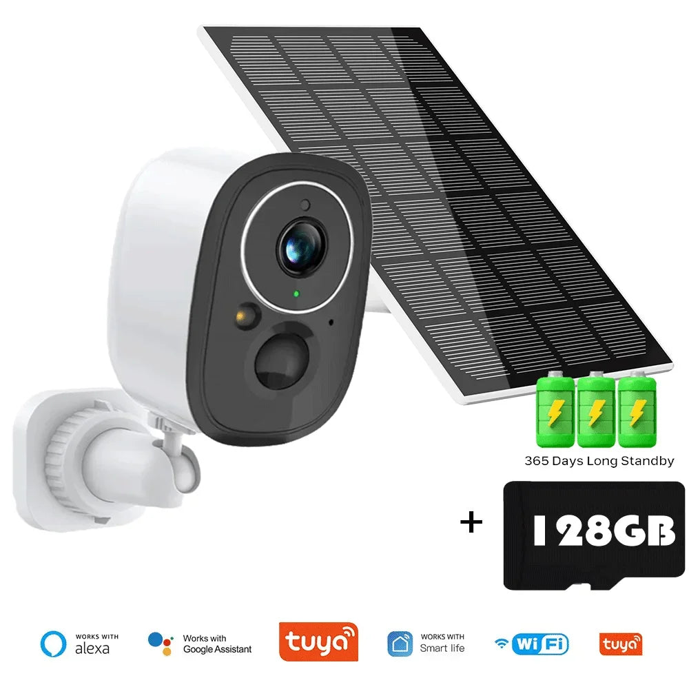 Cámara de seguridad exterior inalámbrica Tuya de 5 MP con WiFi y energía solar, batería de bajo consumo, sensor PIR de presencia, cámara IP de vigilancia a color para visión nocturna